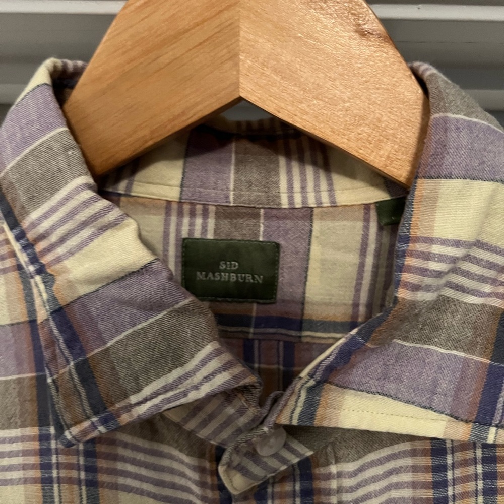 Euc Sid Mashburn Button Down Long Sleeve Linen Ye… - image 2